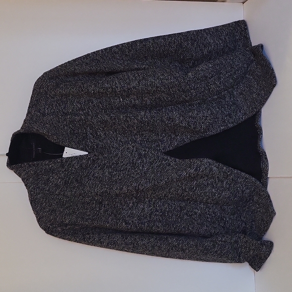NWT Banana Republic Tweed Open Front Blazer in Charcoal & Black, L - Picture 1 of 7